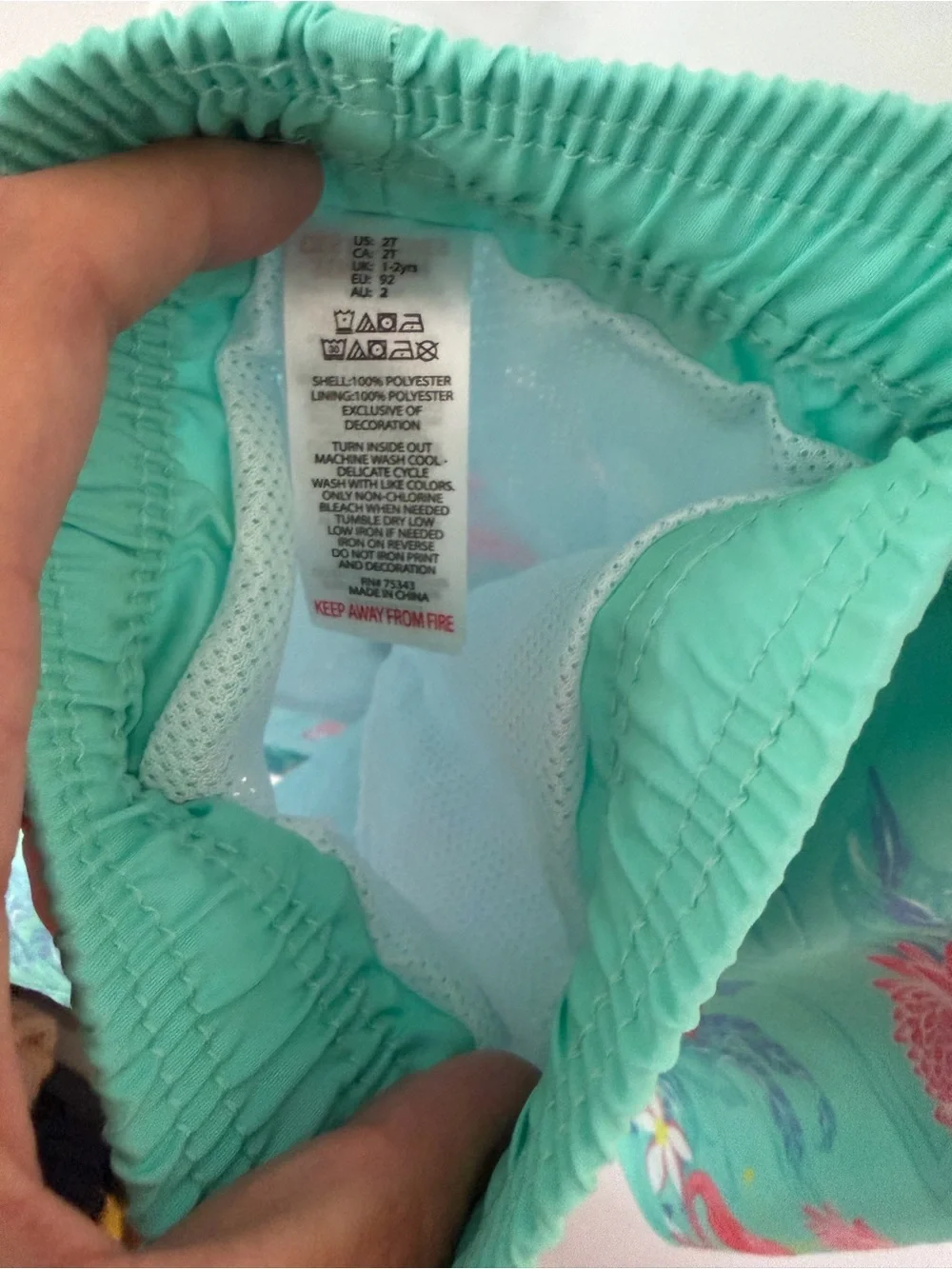 Tommy Bahama Mint Green & White Kids Rash Guard Set with Flamingo Print Trunks